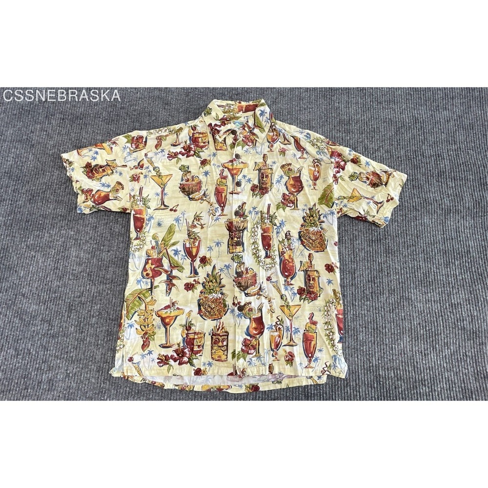 Vintage Kahala Men's Rayon Aloha Shirt Pat Anderson Tropical Tiki Drink Sz S